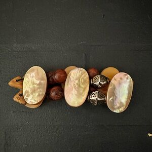 Shell and Wood Beaded Bracelet